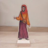 16 houten silhouetten met mens-figuren